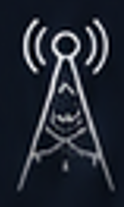 A radio tower transmitting signals against a dark background.