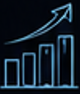 Blue line graph showing upward trend with bars increasing in height