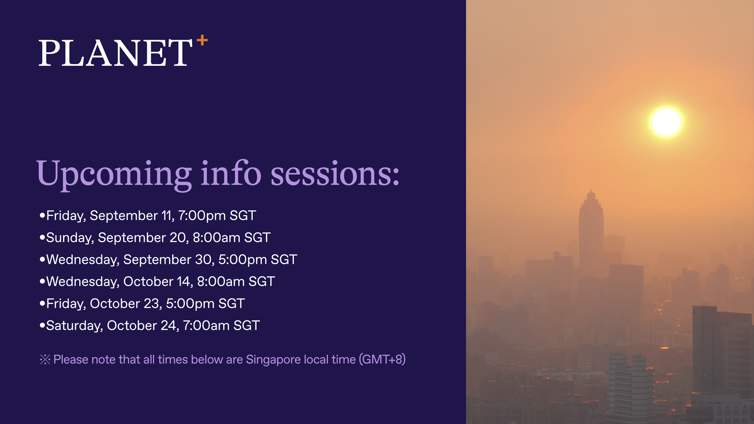 Upcoming Info Sessions