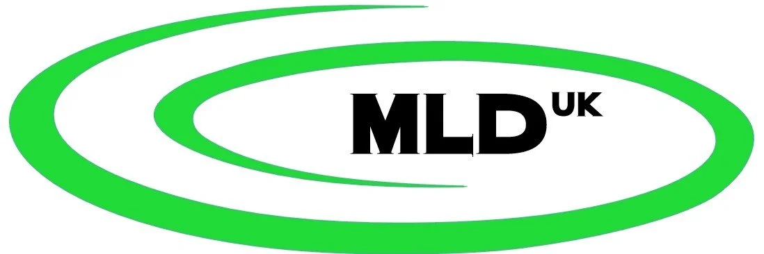 Logo with green elliptical swirl and black text reading 'MLD UK'.