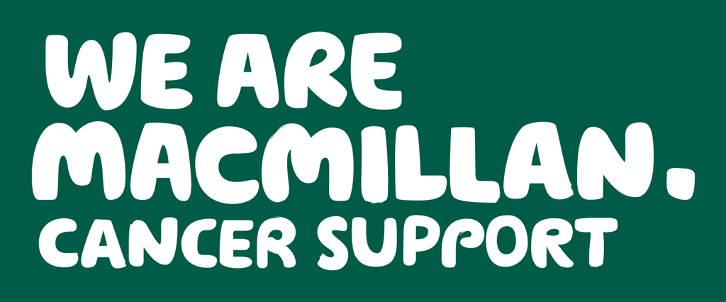 Graphic with white text on a dark green background that says, 'We are Macmillan. Cancer Support.'
