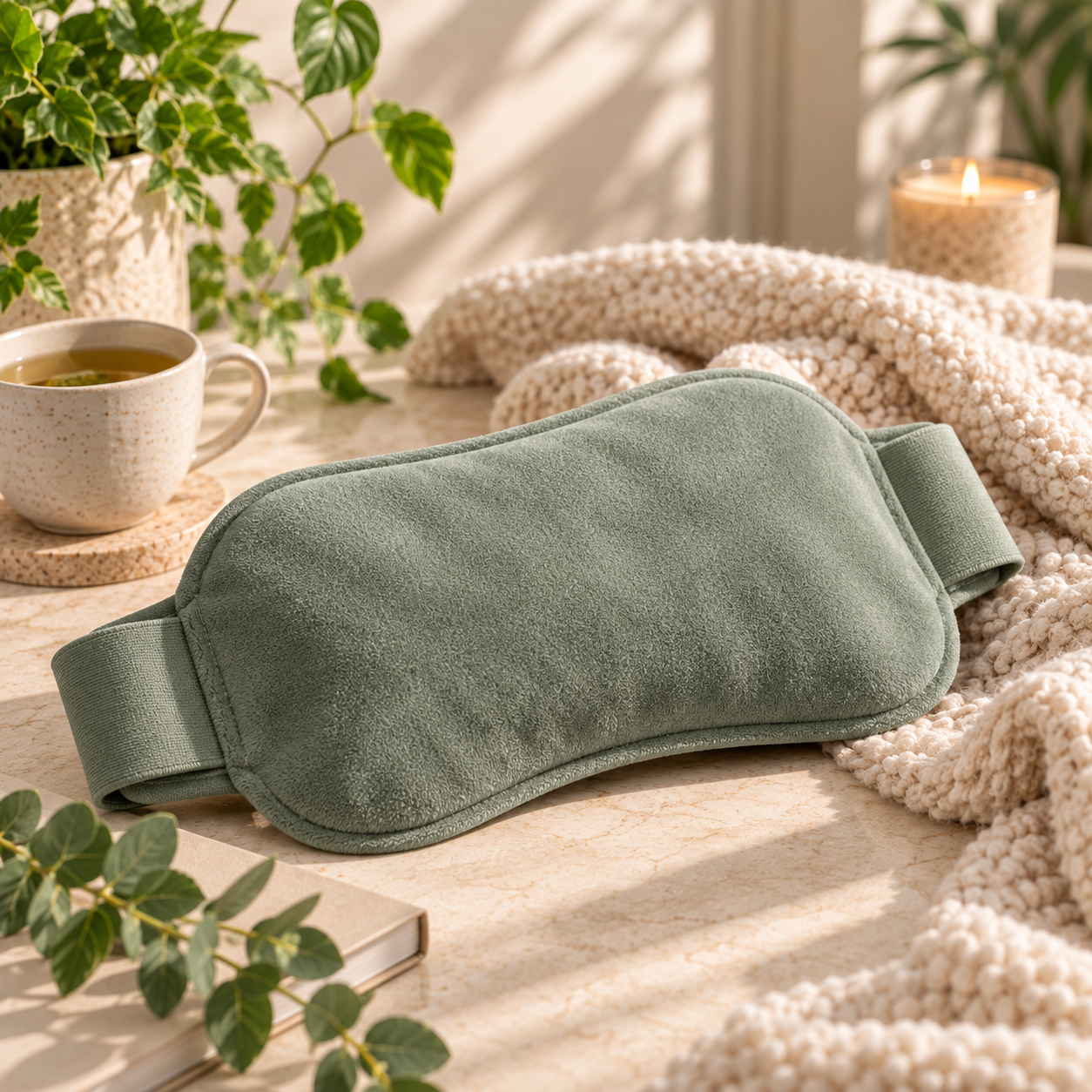 Soft reusable abdominal heat pad designed to provide gentle warmth and comfort across the tummy area.