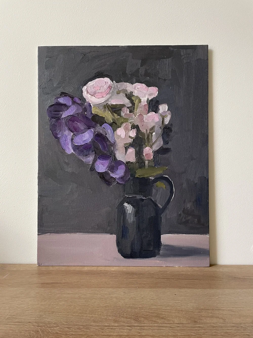 Bouquet in Black Vase, 35.5x45.5cm