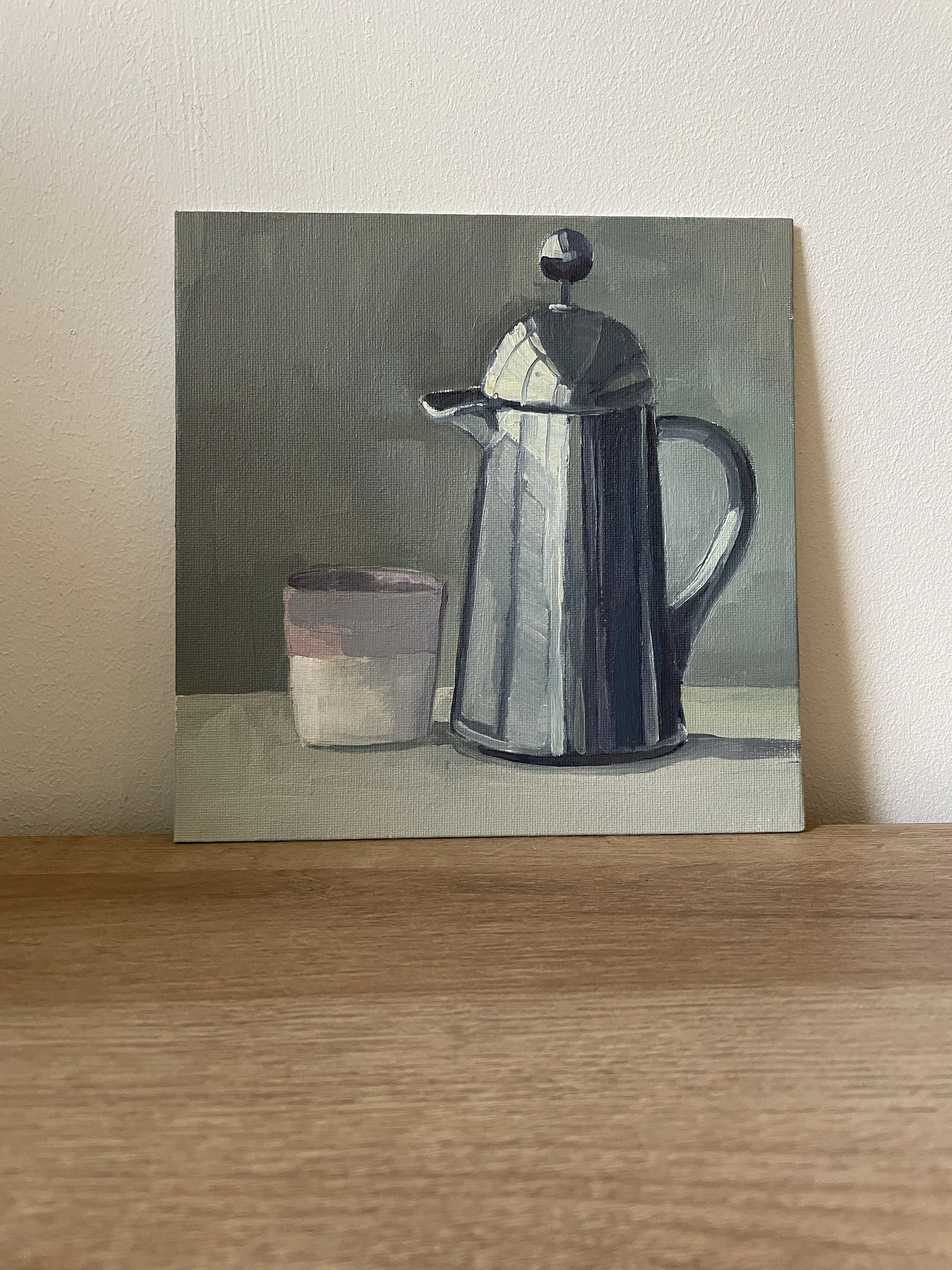 A Pink Cup & Cafetiere, 20x20cm / sold