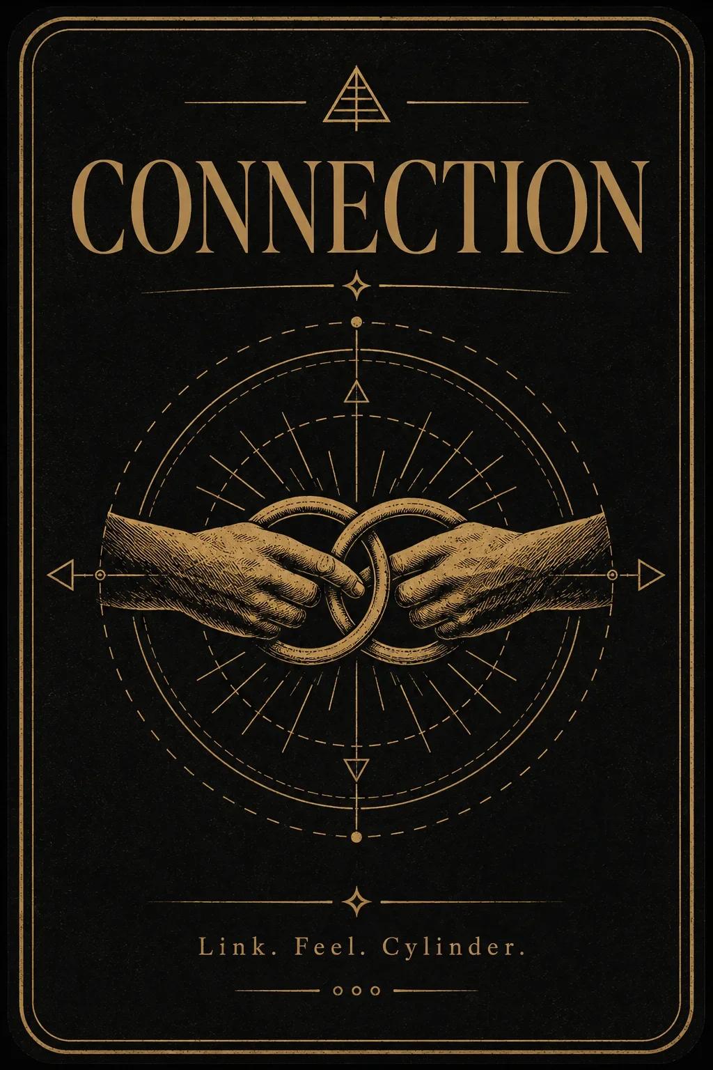 BareBones Combatives Connection principle poster with linked hands and the words Link, Feel, Cylinder.