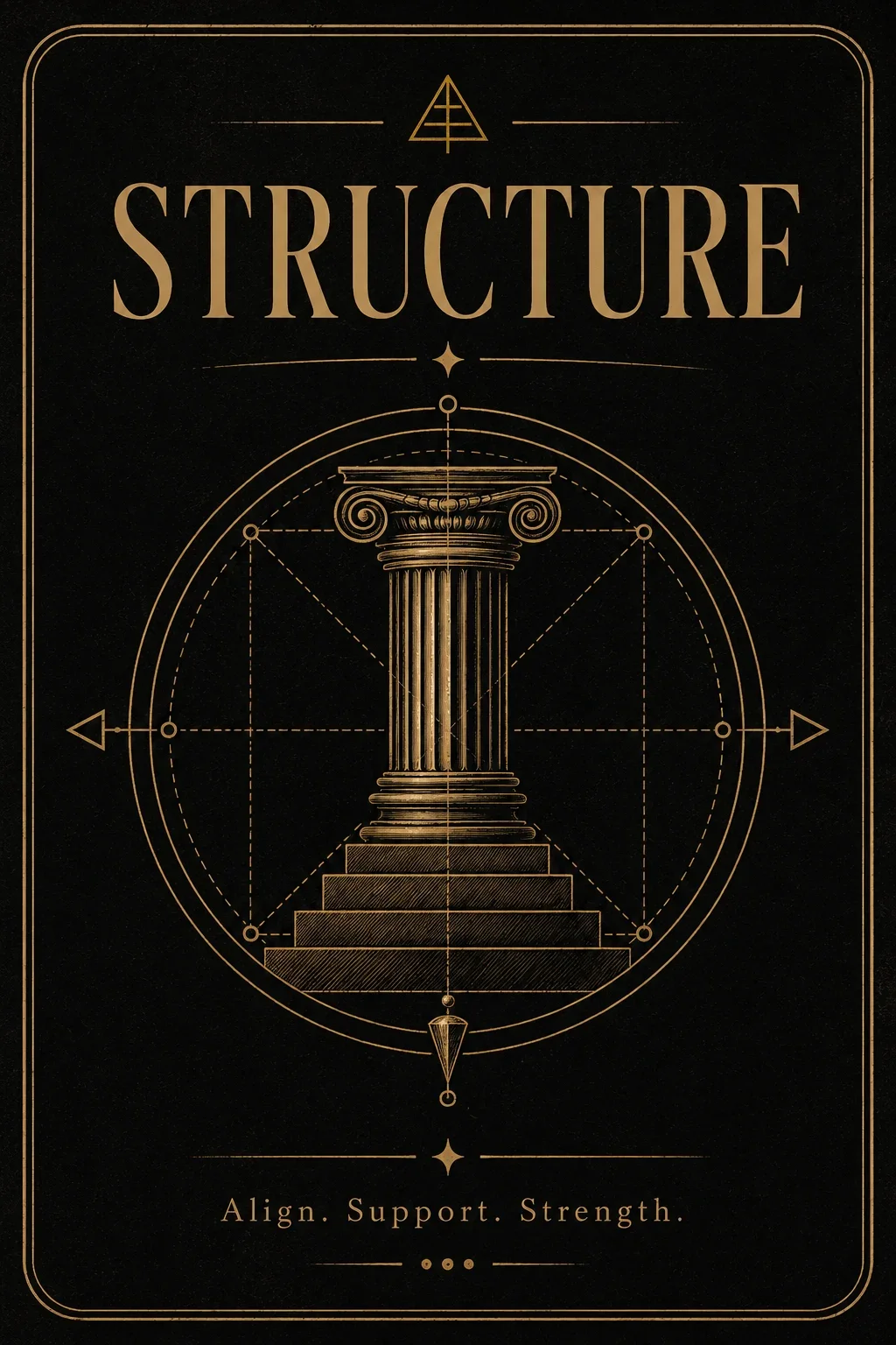BareBones Combatives Structure principle poster with a column and the words Align, Support, Strength.