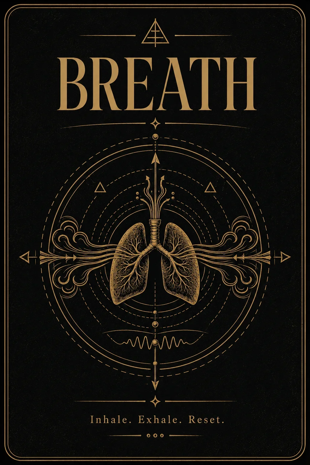 BareBones Combatives Breath principle poster with lungs and the words Inhale, Exhale, Reset.