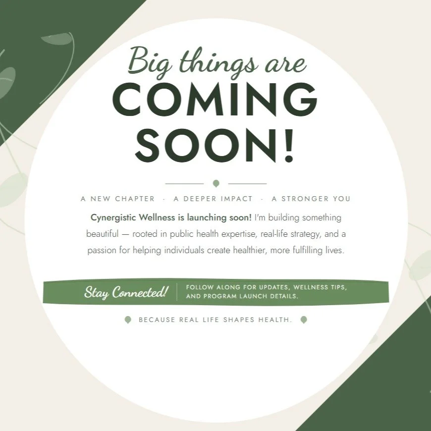 ✨ Something meaningful is on the horizon&hellip; ✨

#CynergisticWellness #ComingSoon #WellnessConsulting #PublicHealth #PublicHealthStrategist #HolisticHealth #PreventiveHealth #WellnessJourney #SystemsThinking #WellnessMatters #HealthyLiving #NewBeg