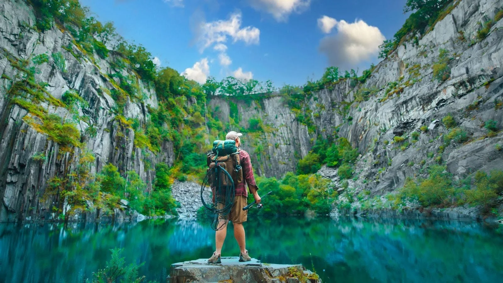 What Fish Live in this ANCIENT Quarry? (Solo Camping and Fishing)
