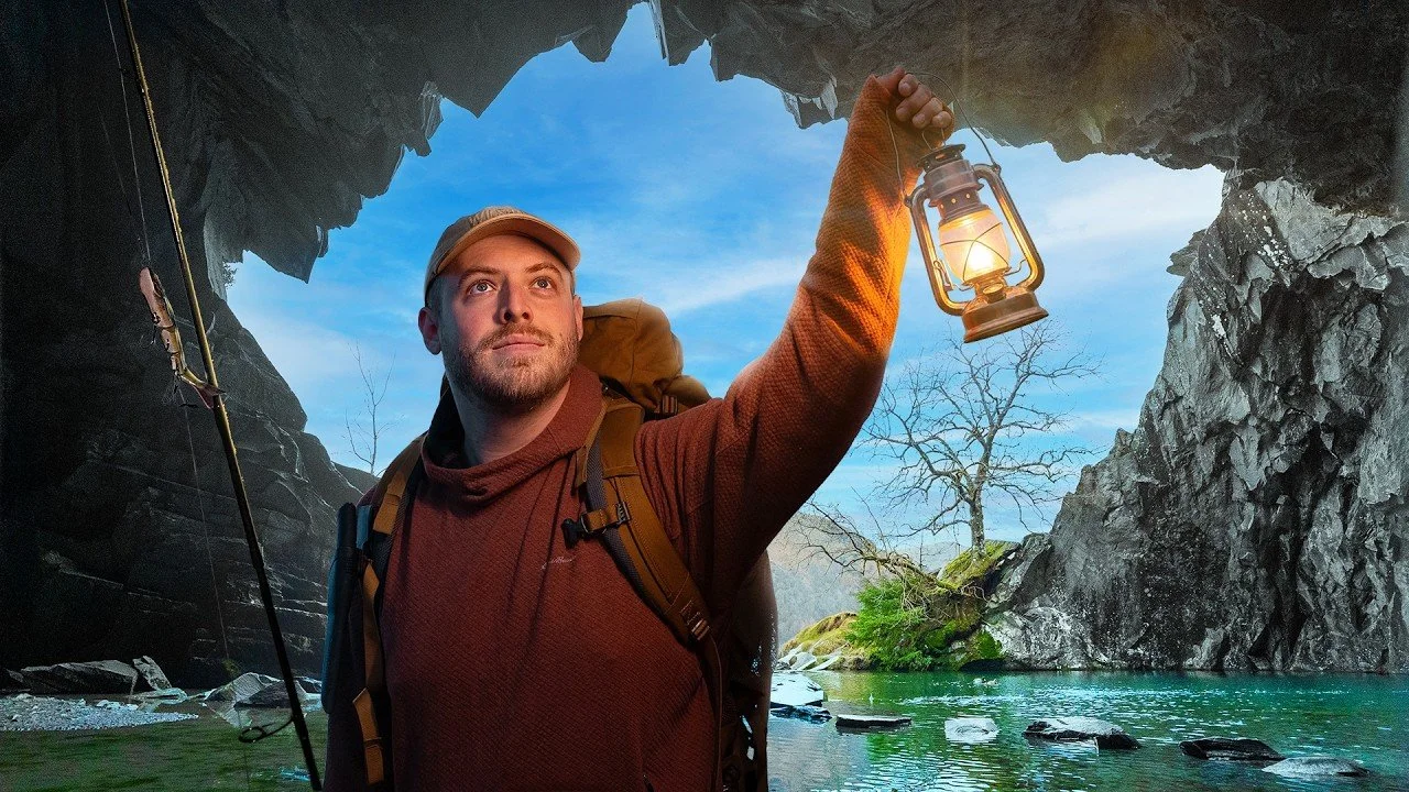 What Fish Live in these ANCIENT Caves? (Solo Camp & Fishing)