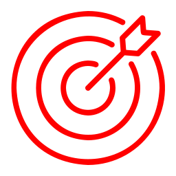 Red and black target with an arrow hitting the bullseye