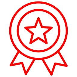 Red ribbon with a star in the center
