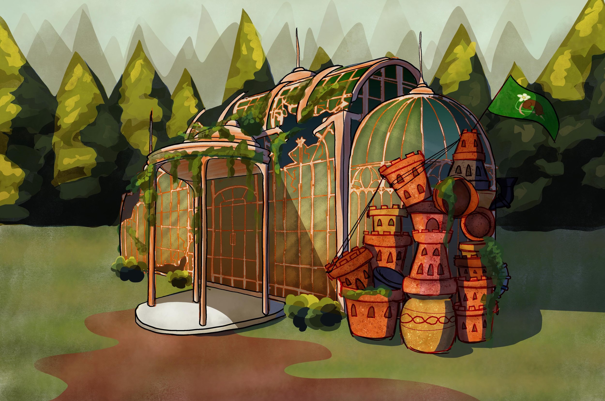 Thought I&rsquo;d kick off my MA posting with some environment design - this is Greenspyre, a run-down greenhouse turned medieval kingdom from unreleased TV show Blackbird Manor (written by a guy who&rsquo;s alright @ben.pc.skel). I absolutely loved 