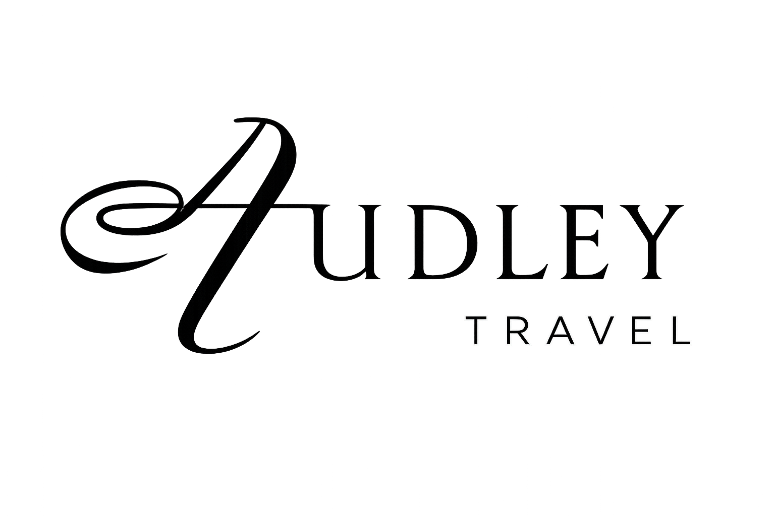 Logo for Dudley Travel with the word 'Dudley' in large, cursive font and 'Travel' in smaller, uppercase font below.