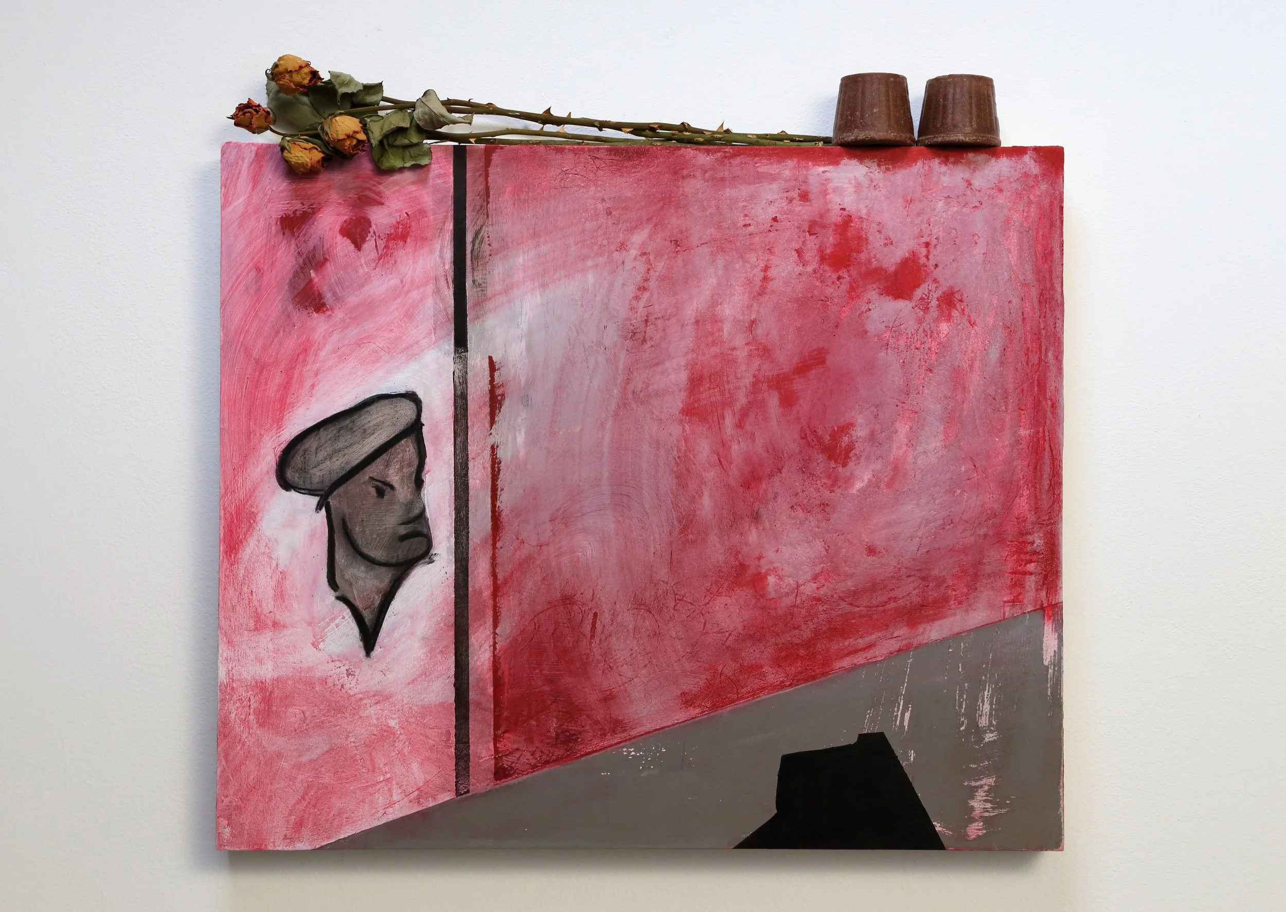 Tardienta: A Bridge Too Far, Abstract painting with drawings and assemblage