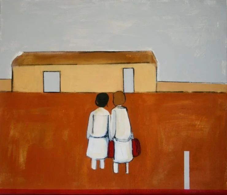 With You in Spirit 1, Painting with landscape and figures