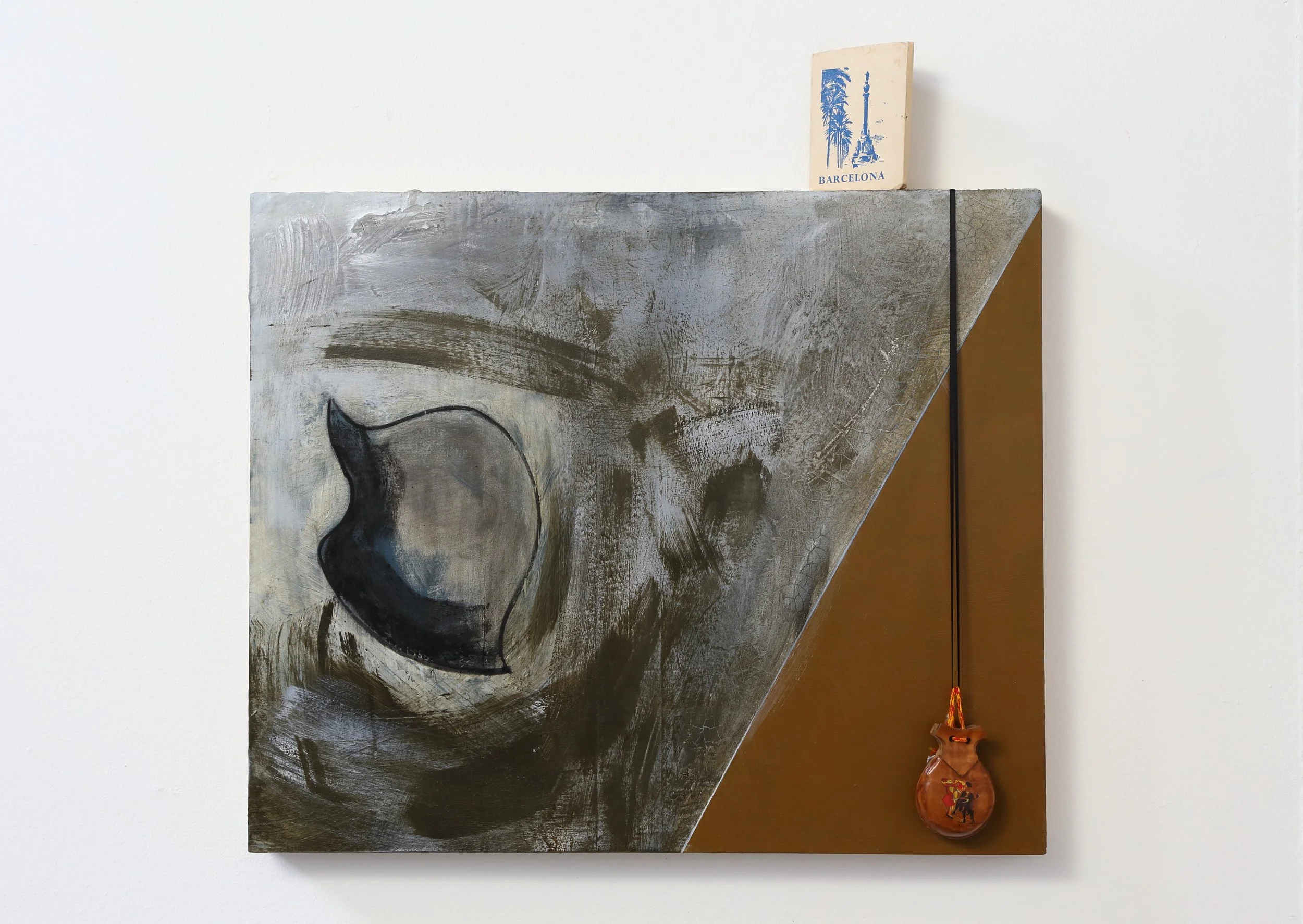 Barcelona: Street Fighting, Abstract painting with drawing and assemblage