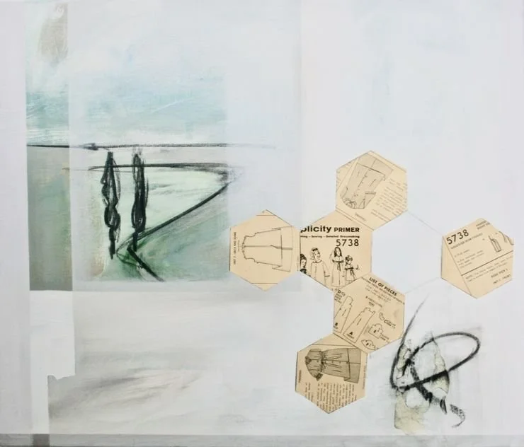 With You in Spirit 2, Abstract painting with energetic drawing and collage elements