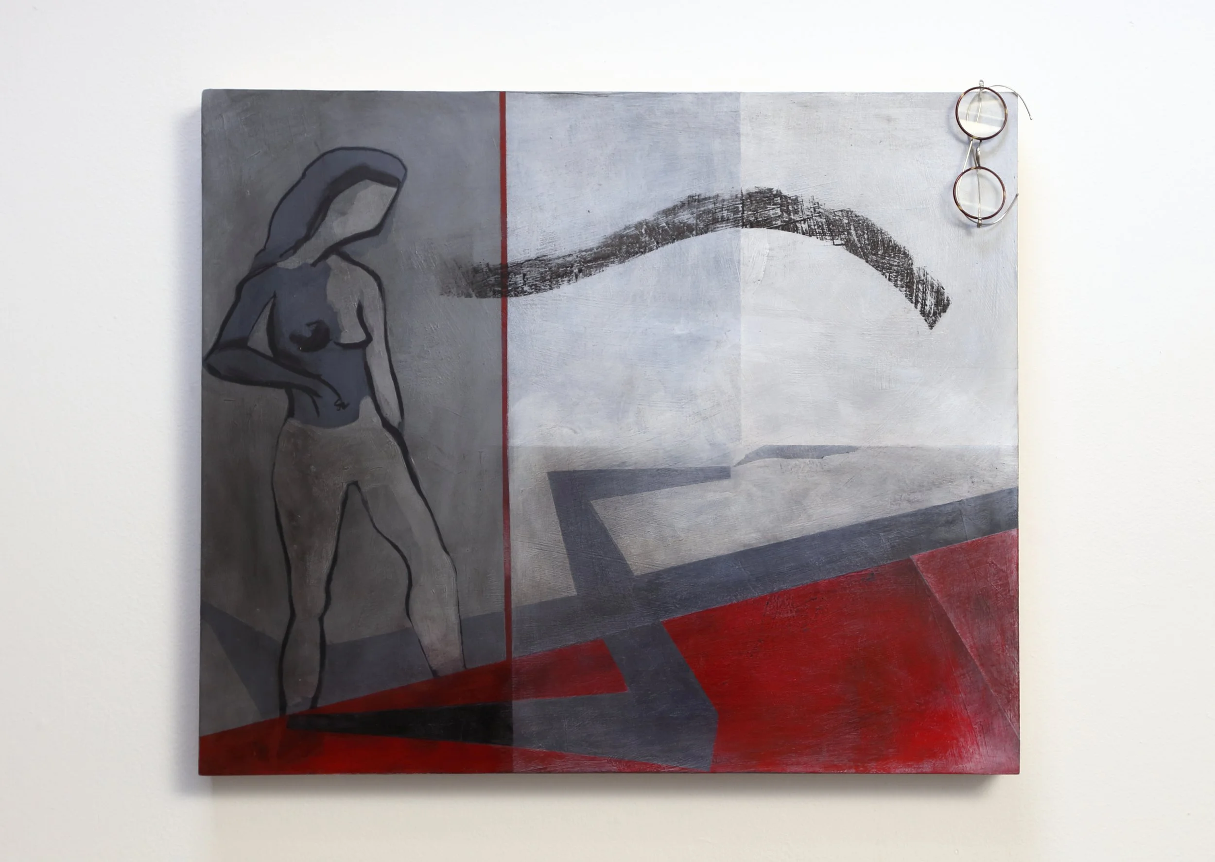 Berlin: Witness, Abstract painting with figure, drawing and assemblage 