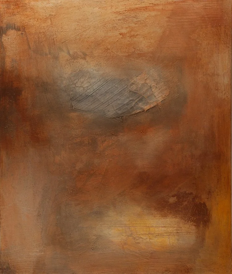 Arena y Mar, Abstract textured landscape painting