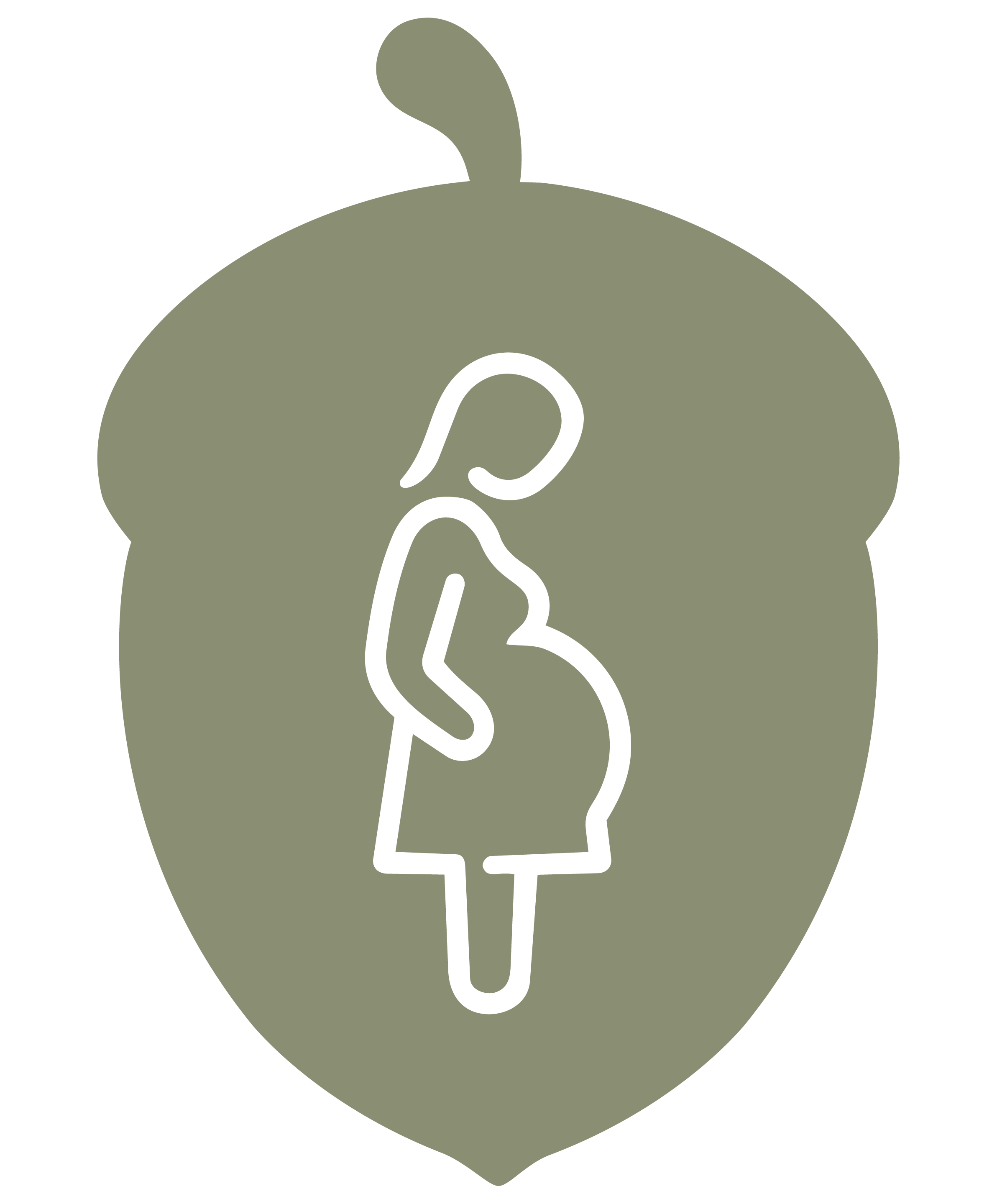 Line drawing of a girl with pigtails inside a shape resembling a geode, with a small sprout on top.