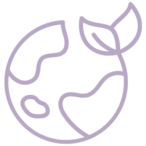 Decorative icon of earth with a seedling on the curve of the planet