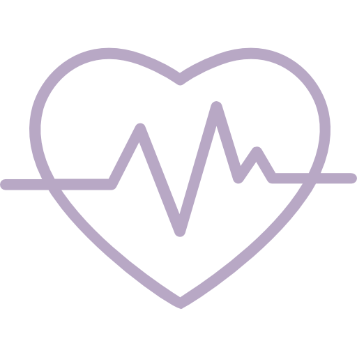 Decorative icon of a heart with a pulse going through it