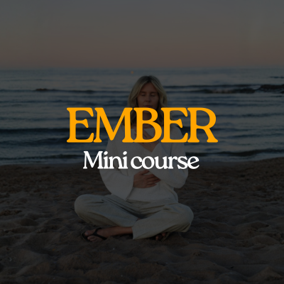 Ember mini course by Caroline Middelsdorf - woman sitting on beach at sunset