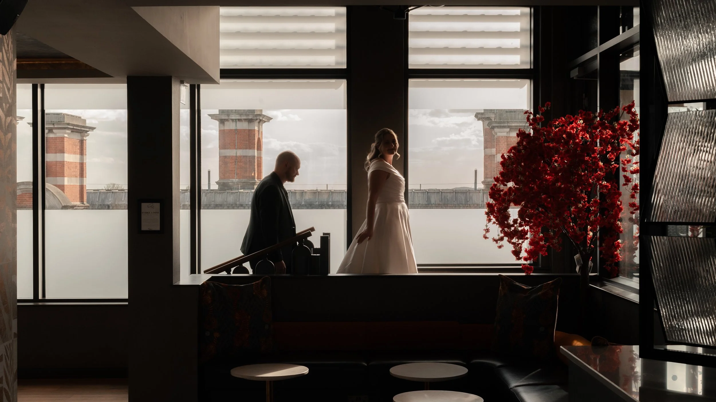 SORA. Ride the golden elevator up to the 7th floor of Malmaison York, and you'll be greeted by incredible views over the Minster. The perfect spot for post-ceremony rooftop champagne and cocktails. 

Erin &amp; Sean 
Wedding Ceremony @yorkregisteroff