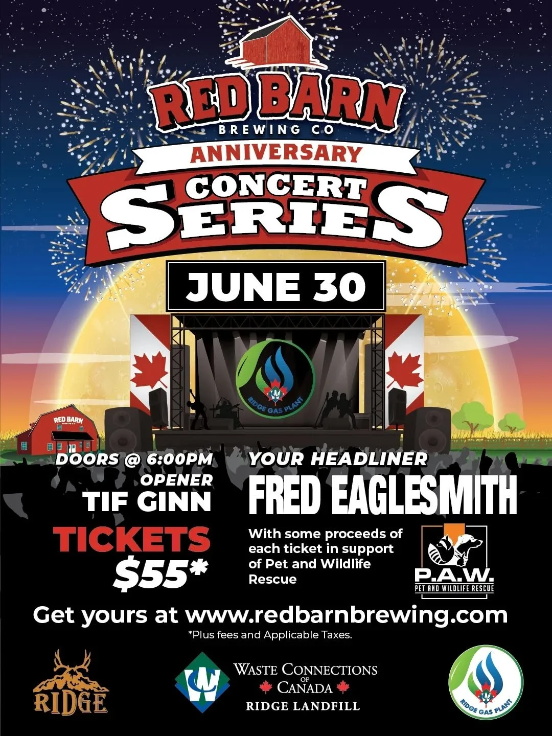 6 years of beers, music, community, and unforgettable nights&hellip; and we&rsquo;re celebrating the best way we know how. 🎶🍻

This isn't just a celebration of Red Barn Brewing but also with our neighbours Waste Connections and The Ridge Landfill t
