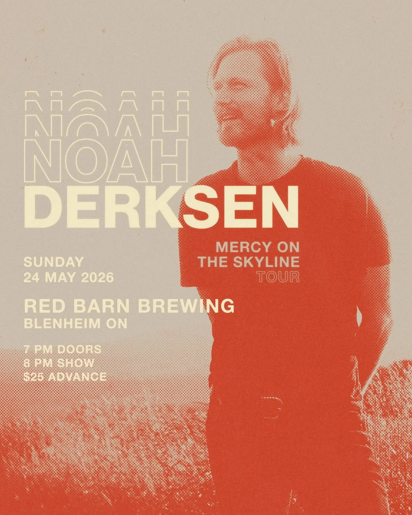 👉We&rsquo;re beyond excited to welcome Noah Derksen BACK to The Barn on May 24th as part of his Mercy on the Skyline tour across Canada!

If you missed him last time&hellip; you missed something special.
Red Barn Brewing co-owner Denny Vervaet calle