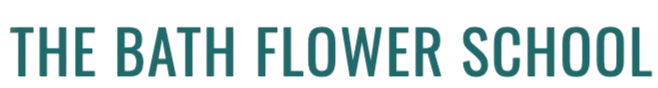 Text reading 'The Bath Flower School' in teal capital letters on a white background.