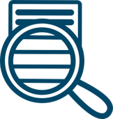 Magnifying glass analyzing a document or book