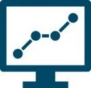 Icon of a computer monitor displaying a line graph with data points.
