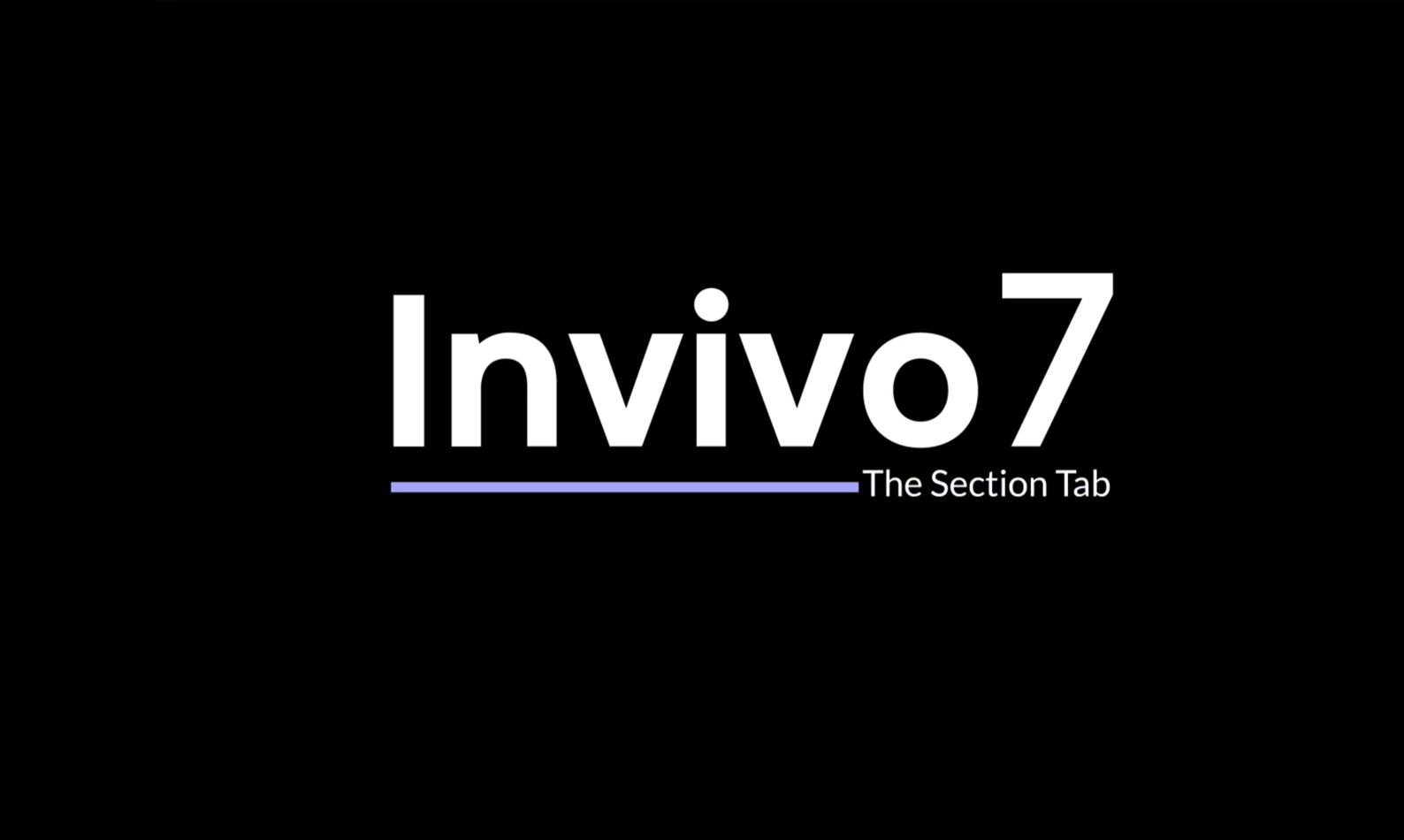 Screenshot of a slide titled 'Invivo7' with a subtitle 'The Section Tab'