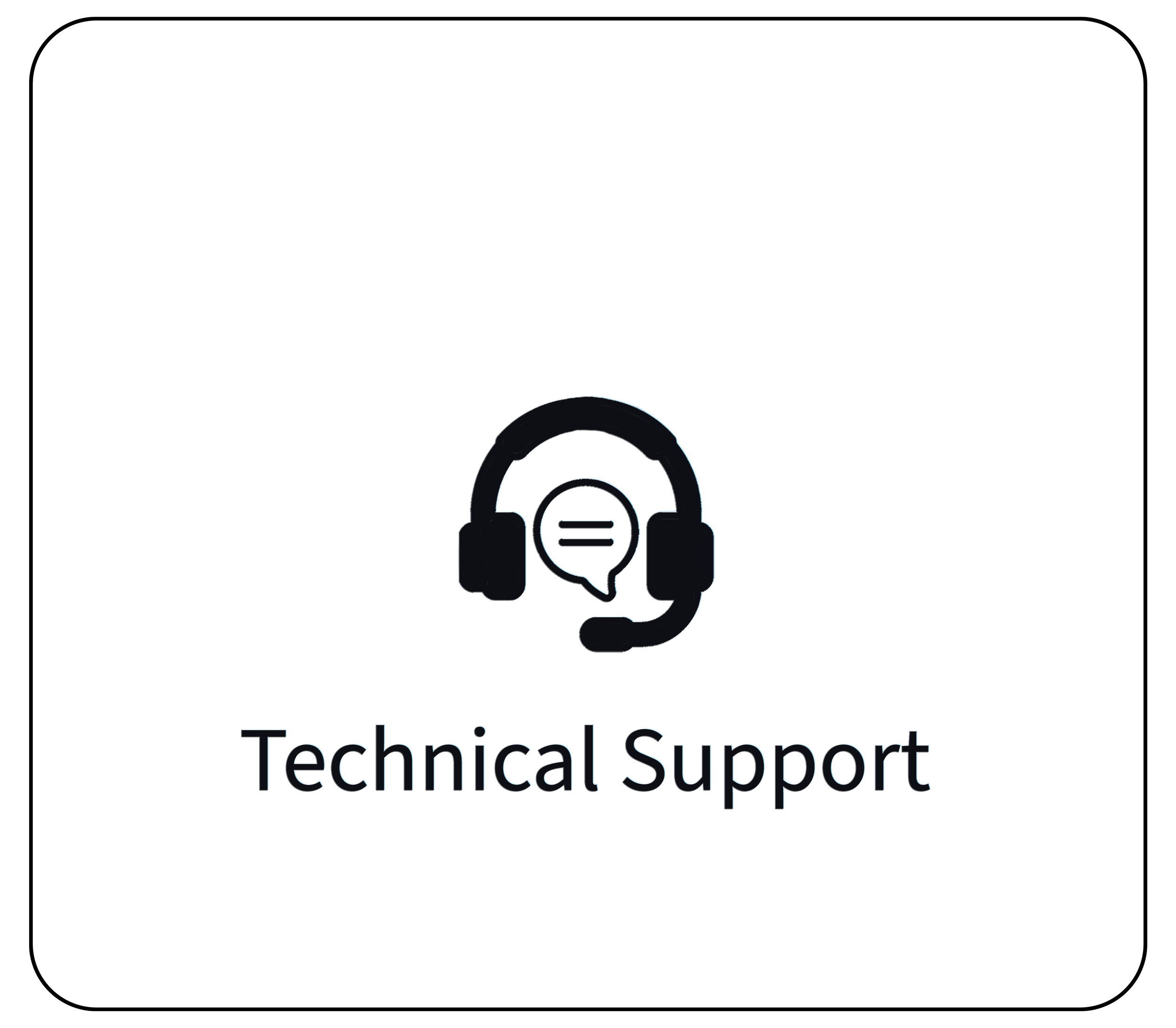 Icon of a headset with a speech bubble inside, and the text 'Technical Support' below
