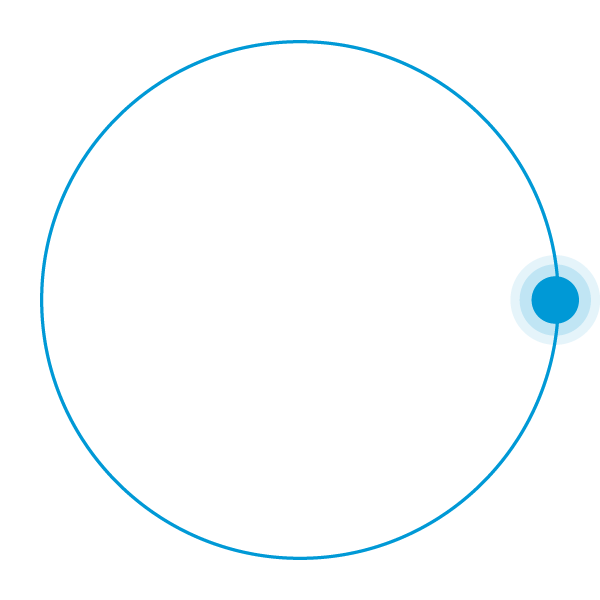 Diagram of an atom with a nucleus and orbiting electrons.