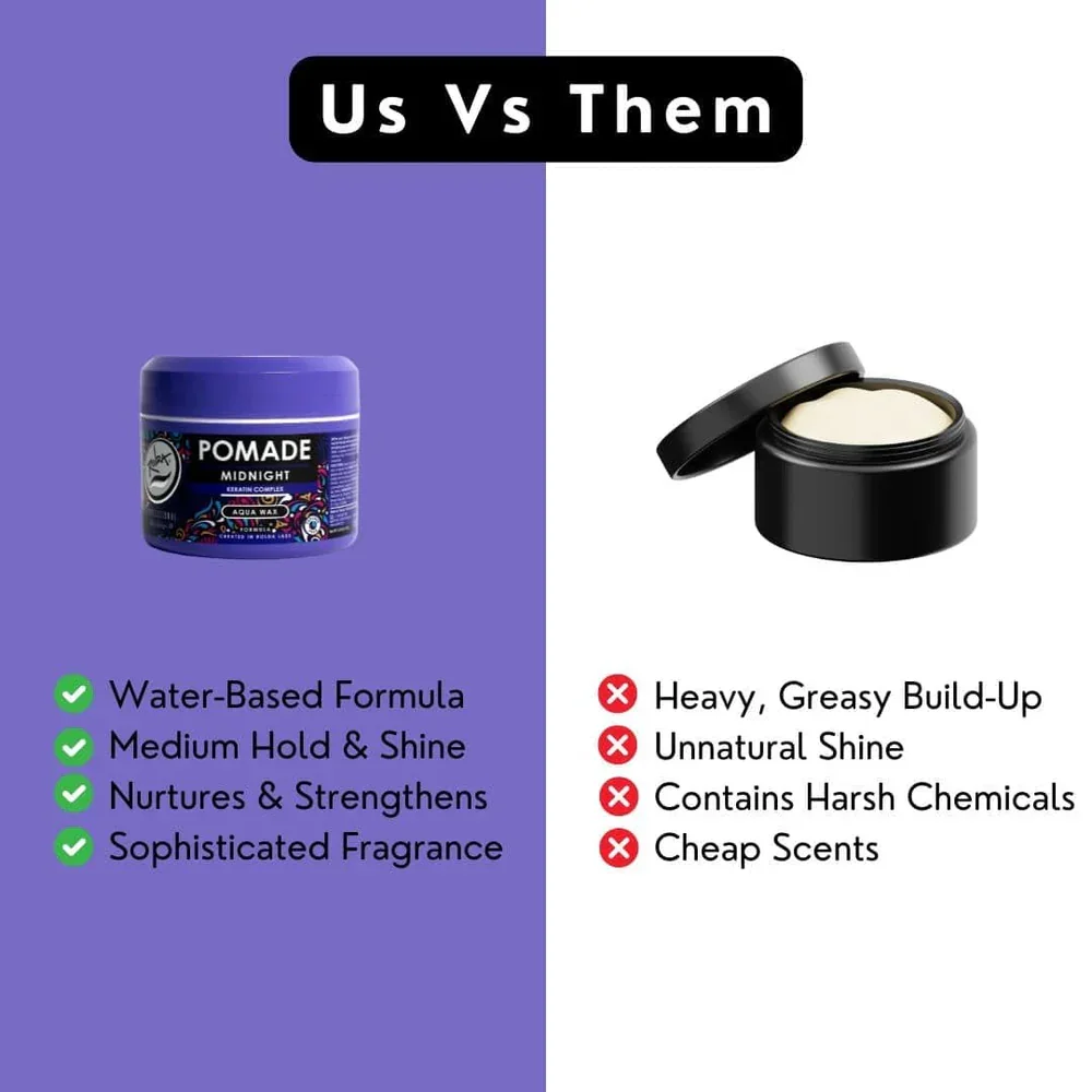 Rolda Midnight Pomade Medium Hold Medium Shine w: Keratin Complex (150g:5.29oz) 4.webp