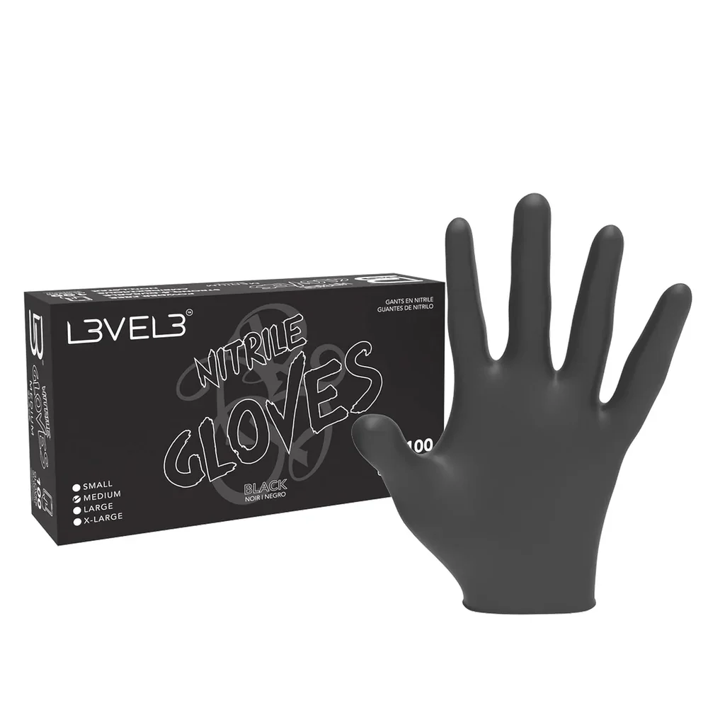 L3VEL3 Professional Nitrile Gloves 100pk - Black - Medium Large