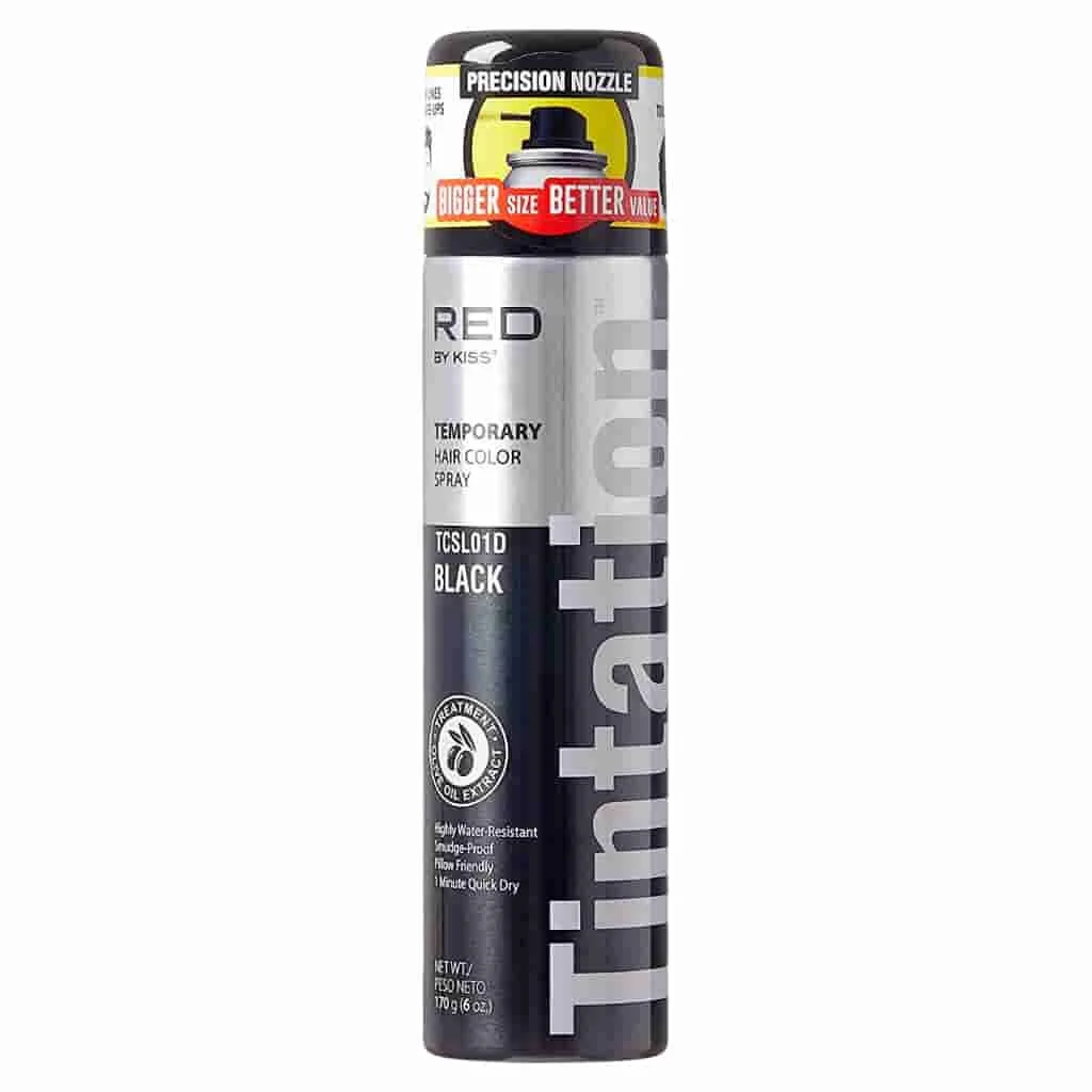 Tintation By Kiss Black Color Spray For Enhancement - Black Hair Enhancement Spray - Black 6oz