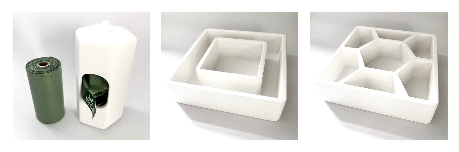 Water bowl features a surrounding ice tray to keep water cool for longer, whilst the hexagonal food bowl encourages problem solving when eating
