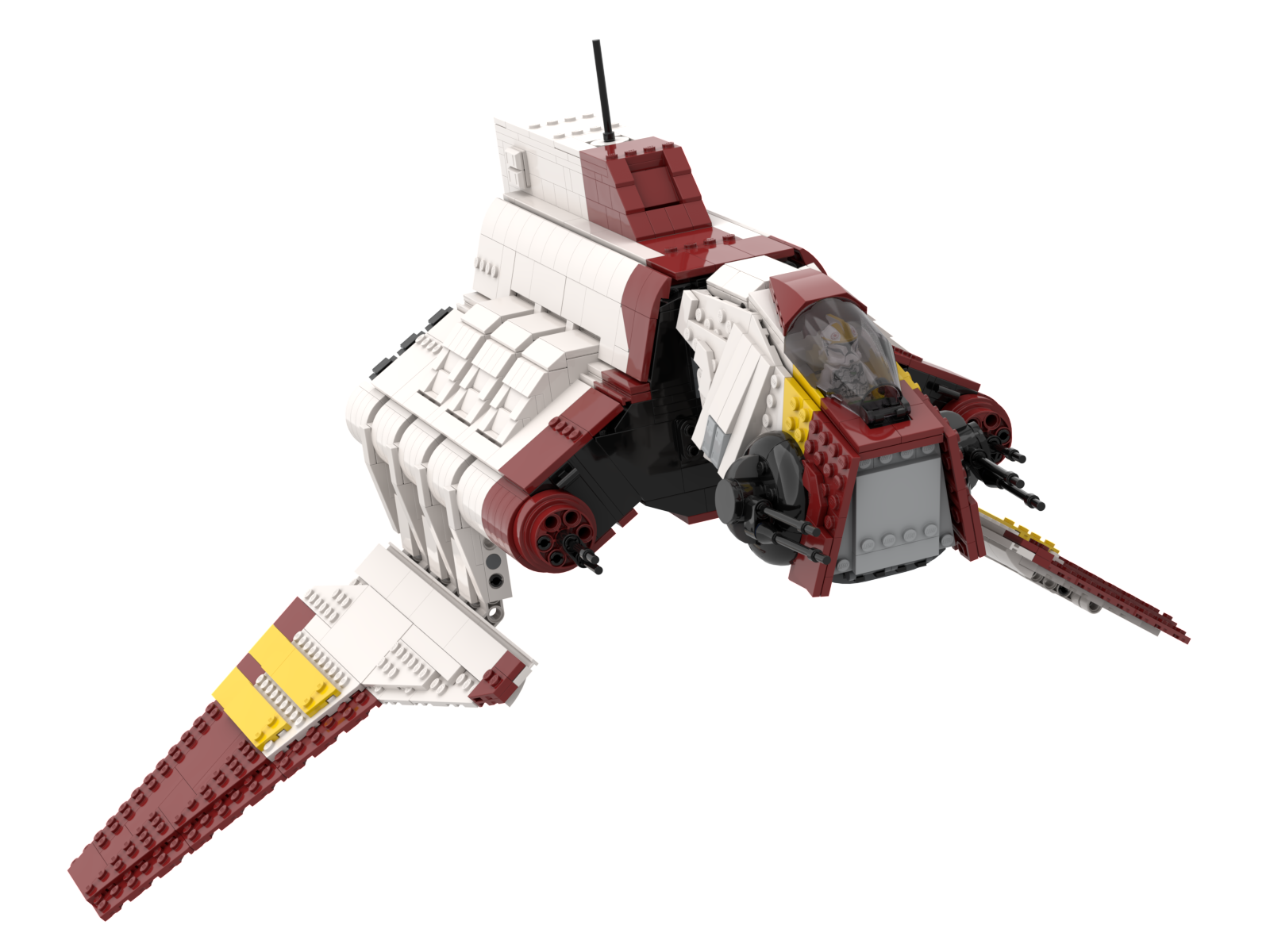 This was originally supposed to be the final set design, but the wings just looked too stubby relative to the body so I extended them slightly