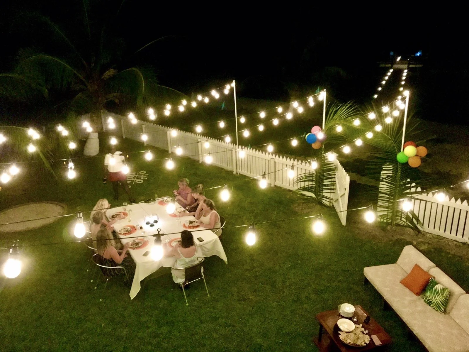 Outside Dinner with the Group enjoying Belizean Food prepared by Chef at Casa Al Mar