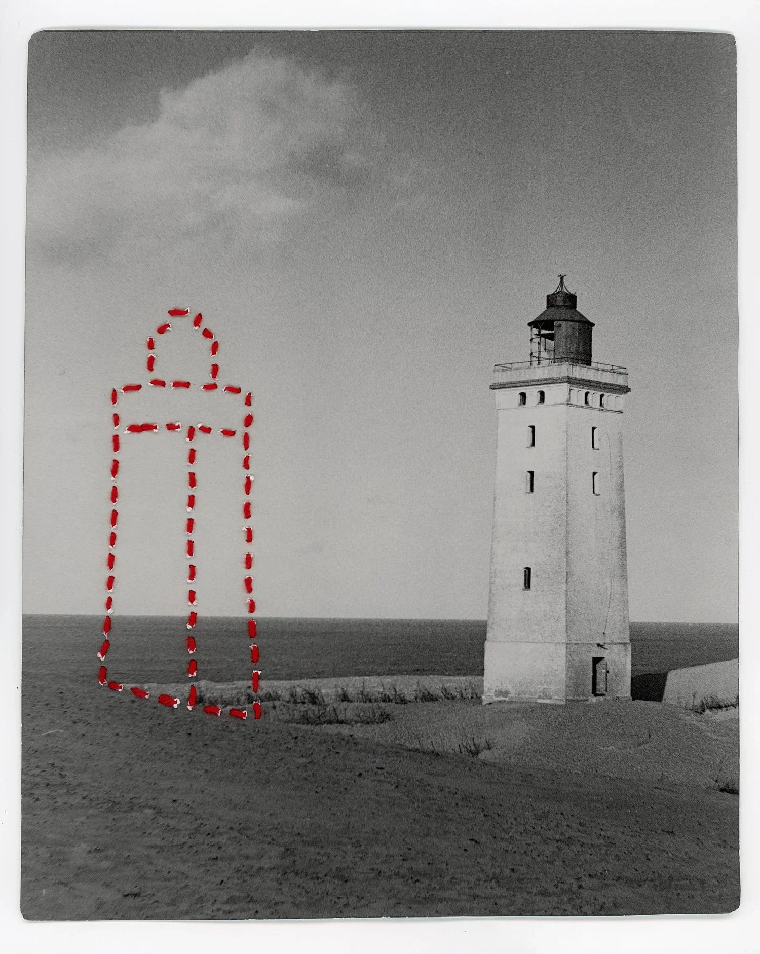 "RUJERG KNUDE", 24x30 cm, original artwork (1/1), mixed media gelatin silver print & embroidery, 2022, 7000 DKK