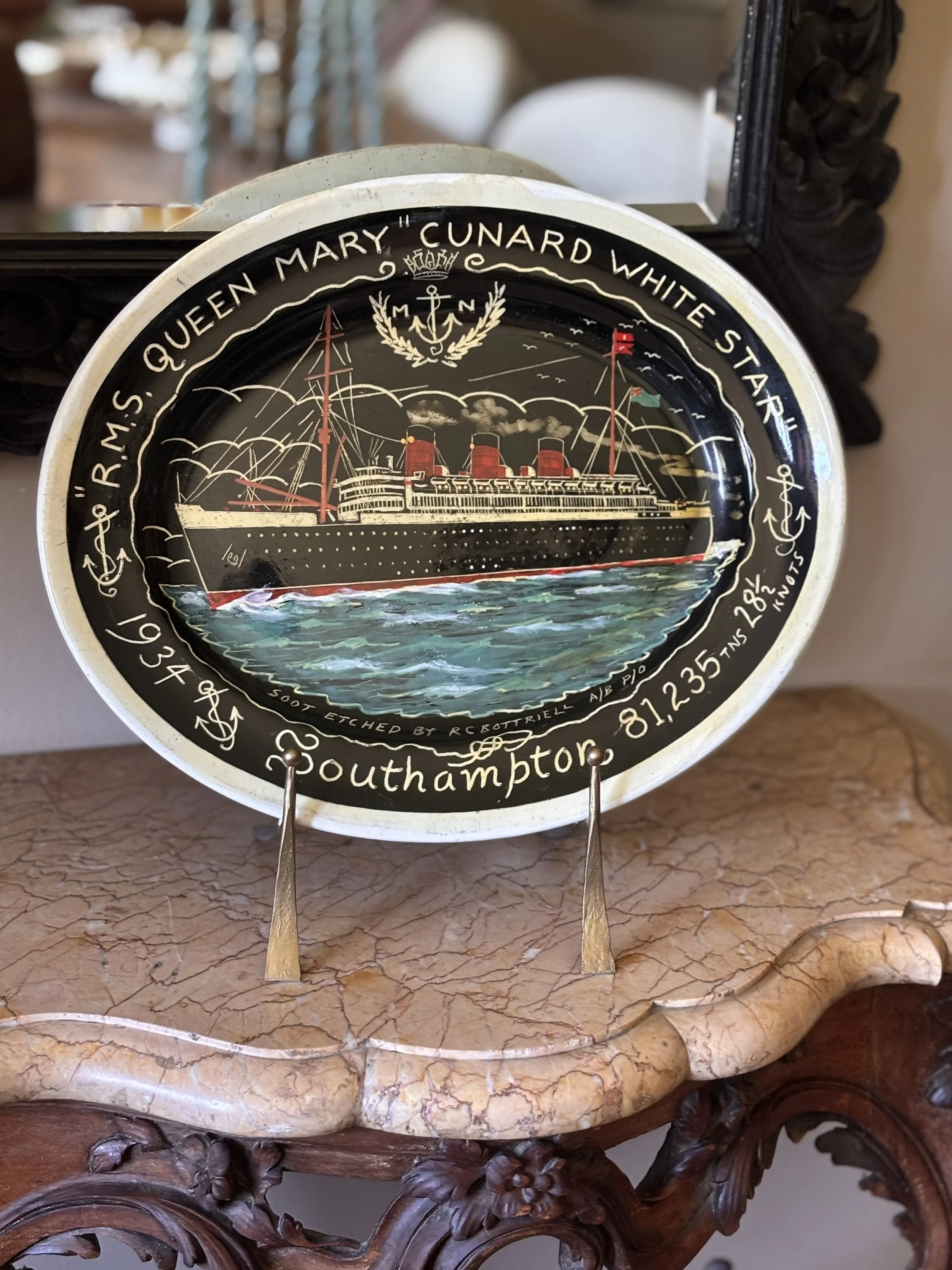 Rare Cunard Soot-etched Oval Platter