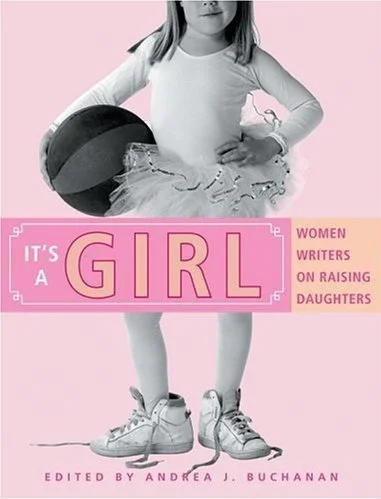 Book cover for It's A Girl, featuring a girl in a tutu holding a basketball against a light pink background