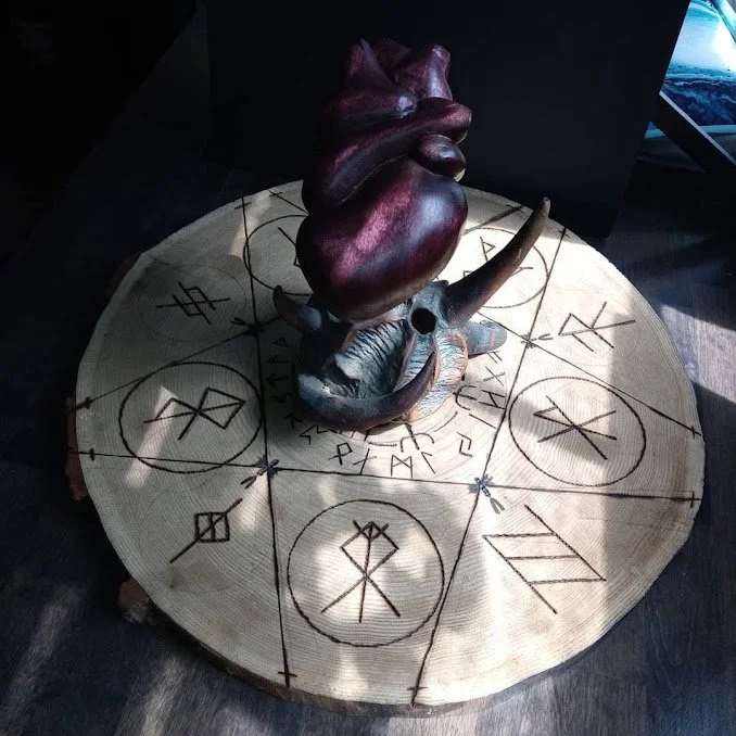 Carved/Stained Heart - Custom Rune Board