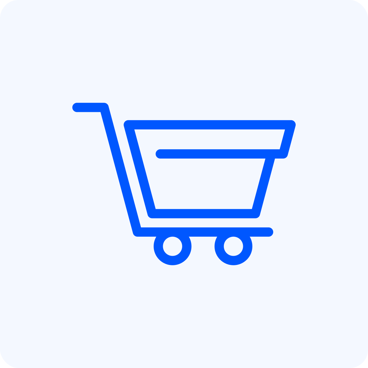 Outline of a shopping cart with two wheels and a large basket