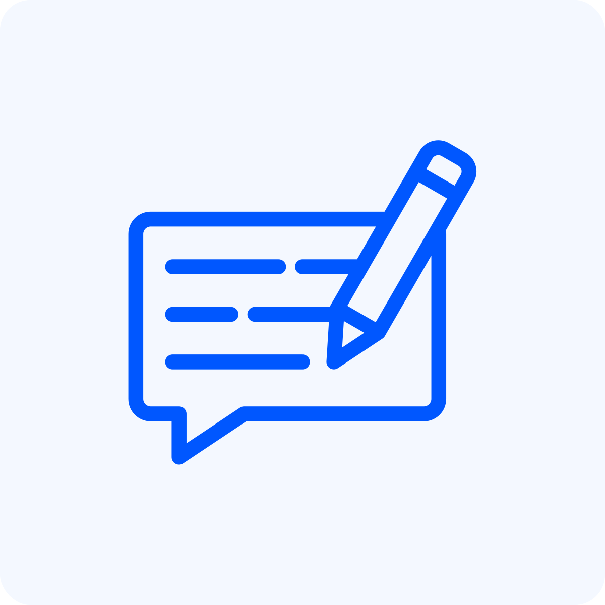 Icon of a chat bubble with lines of text and a pencil, representing editing or writing a message.