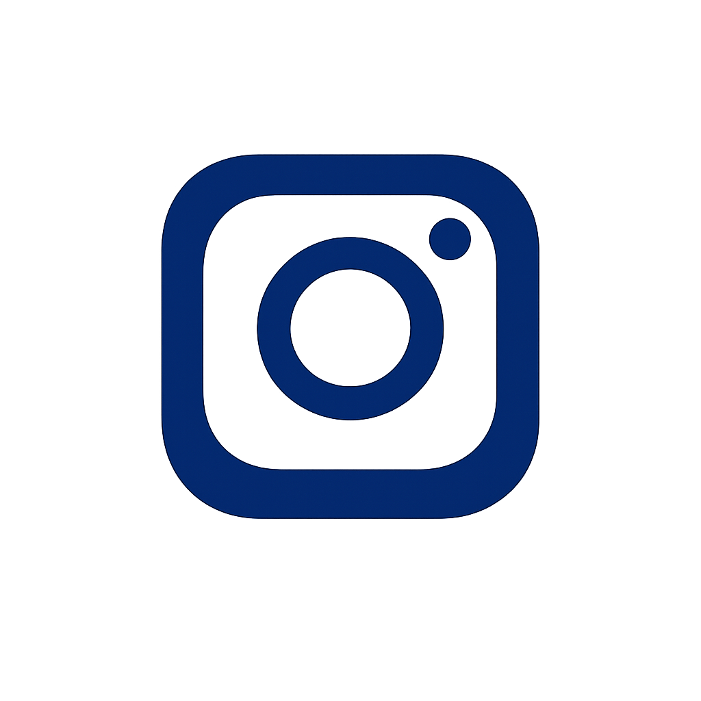 Ícone do Instagram em azul escuro com fundo transparente.